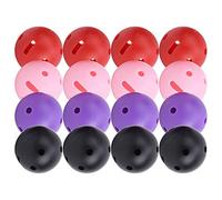 KUIDAMOS Juego de Pelotas de de Plástico con Orificio Cuadrado, Peso Ligero para Práctica de Swing en Interiores, 16 Pelotas de de Color Rosa, Rojo, Morado y Negro para Practicar