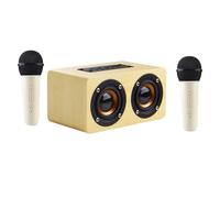 KUIDAMOS Máquina de Karaoke con Altavoz Bluetooth de Madera Juego de Micrófono Doble para Reuniones de Fiestas 2 Unidades (Marrón Claro)