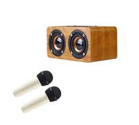 KUIDAMOS Máquina de Karaoke con Altavoz Bluetooth de Madera Juego de Micrófono Doble para Reuniones de Fiestas 2 Unidades (Grano de Madera marrón)