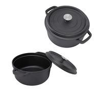 KUIDAMOS Olla de Hierro Fundido Grande con Asa Doble, Horno Holandés sin Recubrimiento para Estofado de Sopa, 30 X 24 X 15 Cm, Cocina
