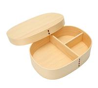 KUIDAMOS Precise Portátil de Madera de Estilo Japonés para la Oficina de Picnic Escolar, Contenedor de Almuerzo de Madera de Abeto Blanco con 3 Compartimentos para un Mejor Aislamiento, 8.7 X 6.3 X
