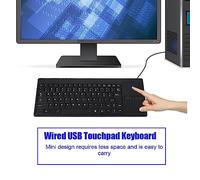 KUIDAMOS Teclado USB con Cable Ultradelgado de 86 Teclas con Panel Táctil para Escritorio de Computadora Portátil, Mini Teclado USB Silencioso para Espacios Compactos, Tapete Antideslizante, Cable
