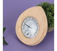 KUIDAMOS Termohigrómetro en Forma de Gota Termómetro Higrómetro de Madera 2 en 1 para Accesorios de Sala de Sauna 16,5x14 Cm