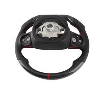 KUIDAMOS Volante de Carreras de Fibra de Carbono de Cuero Napa con Costuras Rojas para Challenger/ 2015-2020 - Actualización de Lujo para Entusiastas de los Automóviles