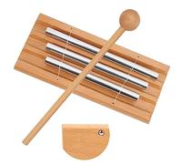 KUIDAMOS Xilófono Educativo de Campanas de Viento de Tres Polos para Entrenamiento Musical Infantil, Instrumento de Percusión de para una Infancia Feliz, Haya + Aluminio, Color Madera + Plata