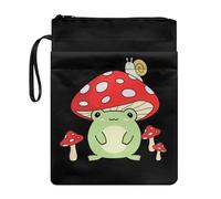 KUIFORTI Bonita funda protectora de libro con cremallera para amantes de los libros, funda protectora de libros con cremallera, bolsa de libro con ranas de hongos Kawai para libros de tapa blanda