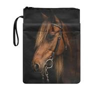 KUIFORTI Funda de Libro Con Estampado de Caballo Marrón - Bolsa de Repuesto Para Niños y Niñas - Bolsillo Con Cremallera Para Tapa Dura - Accesorios de Lectura