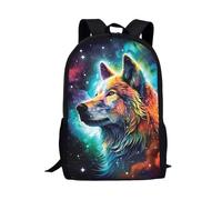 KUIFORTI Mochila escolar para niños de 17 pulgadas, mochila de viaje informal para niños y niñas, mochila de gran capacidad, Galaxy Star Wolf, Talla única