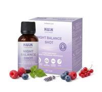 KUIK Night Balance Shot, 20 viales de 10 ml, complemento alimenticio líquido con melatonina, L-teanina, GABA, glicina, melisa y magnesio, sabor frutos rojos