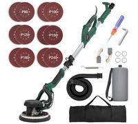 KUIMIT Lijadora de Pared, 850W Lijadora Eléctrica con 12 Discos de Lijado, 6 Velocidades Variables 800-1750 RPM, con Mango Extensible, Luz LED, Manguera Larga para Polvo y Bolsa de Almacenamiento