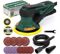 KUIMIT Lijadora Excéntrica, 350W Lijadora Orbital Electrica con Almohadillas Dobles de 125/150mm, Velocidad Variable de 4000-10,000 RPM, para Trabajar y Pulir Madera en Suelos, Proyectos de Automoción