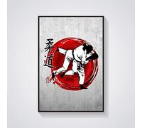 Kuingbhn Lienzo Arte de la pared Japonés Judo Posters Imagen de la oficina Artes marciales Escuela Decoraciones Pinturas Estirado y enmarcado 35x45cm marco interior