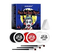 KUIRUNRX® Halloween Special Effects Makeup Set, Face Paint Negro Blanco Rojo+3 Esponjas + Pincel, Maquillaje Halloween Profesional para Carnaval, Teatral, Zombie, Maquillaje Efectos Especiales