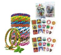 KUIRUNRX® Juego de Pulsera antimosquitos protección, 12 unidades + 48 parches Antimosquitos, Natural contra Insectos, ajustables, para Interiores y Exteriores