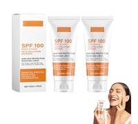 KUIRUNRX® Lote de 2 Protector Solar Facial, Palo Solar Hidratante SPF 100+, Protector solar para la cara y el cuerpo, loción solar para Deporte al Aire Libre, Ultraligera, Resistente al Agua