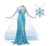 Kuisen Snow Queen Princess Dress Mujer Adulto Fancy Party Dress Up Halloween Cosplay Disfraz (elsa1 3XL)