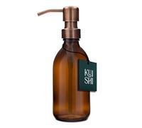 Kuishi Botella de Vidrio ámbar con Bomba de Acero Inoxidable [250ml, Bomba de Bronce], ámbar Botellas de Vidrio marrón Recargables Ideal para Lavado a Mano, champú, acondicionador (sin BPA)