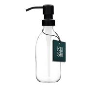 Kuishi Dispensador de Botella con Bomba de Vidrio Transparente [250 ml, Bomba Negra] Botella dispensadora de jabón de Vidrio ámbar Recargable con Bomba de Acero Inoxidable, ecológica (sin BPA)