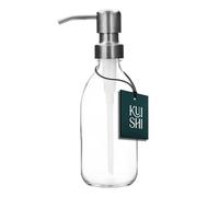 Kuishi Dispensador de Botella con Bomba de Vidrio Transparente [250 ml, Bomba Negra] Botella dispensadora de jabón de Vidrio ámbar Recargable con Bomba de Acero Inoxidable, ecológica (sin BPA)