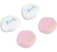 Kuitmor 4 tapones para pulgar compatibles con Switch/OLED/Lite, agarre para pulgar Kawaii Charactor, cubierta de silicona suave para joystick para JonCon, estilo perro lindo, rosa y blanco