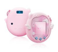 Kuitmor Bonita funda de silicona compatible con Tamagotchi Uni, funda protectora de cuerpo completo con calcomanías decorativas y cadena de cuentas, color rosa