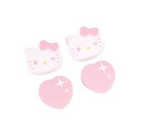Kuitmor Juego de 4 tapas de agarre de humb compatibles con Switch/OLED/Lite, mango de humb de Kawaii, de silicona suave, para JC, diseño de gato, color blanco y rosa