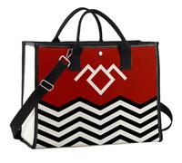KUIYAI Bolsa de compras inspirada en programas de televisión, color rojo, negro y blanco, bolsa reutilizable de lona con texto en inglés "Welcome To Twin Peaks" (individual)