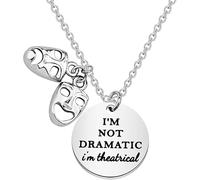 KUIYAI Broadway Theatrical - Collar de teatro con texto en inglés "I'm Not Dramatic I'm Theatrical", 3, Acero inoxidable