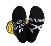 KUIYAI Calcetines divertidos de aviones que se distraen fácilmente por aviones, para padre, regalo de ingeniero de aviones (por avión)