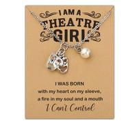 KUIYAI Collar musical de teatro con máscara de comedia y tragedia para niñas I Am A Theatre Girl (Theatre Girl ne UK)
