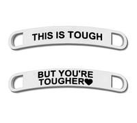 KUIYAI Etiquetas para zapatos con texto en inglés «This Is Tough But You're Tougher» para zapatos con cita alentadora para mujeres (you tougher)