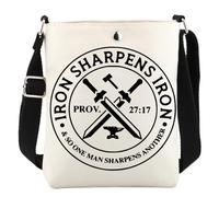 KUIYAI Iron Sharpens - Bolso cruzado cristiano de hierro para regalo, bolsa de mensajero religiosa, mercancía de Jesús (IronSharpen)