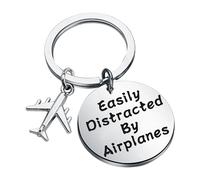 KUIYAI Llavero de avión, regalo de piloto, regalo de aviación, regalo de aviación, fácilmente distraído por aviones llavero, Distraido por Airplaneuk, 3.0