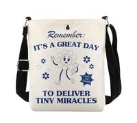 KUIYAI Regalo de enfermera de trabajo y parto, regalo de L&D, bolsa cruzada para enfermera, es un buen día para entregar Tiny Miracles UK