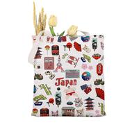 KUIYAI Trip To Japan - Bolsa de lona japonesa para regalar a amantes de la cultura japonesa para ir de compras, viajes, oficina, escuela, Japón Toteuk, middle