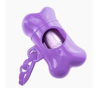 Kuizhiren1 Dispensador de bolsas de caca, bolsa de limpieza de residuos en forma de hueso para mascotas, bolsa de limpieza, caja de transporte, color morado