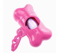 Kuizhiren1 Dispensador de bolsas de caca, bolsa de limpieza de residuos en forma de hueso para mascotas, bolsa dispensadora, caja portadora, color rosa