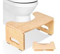 Kujizpu Taburete Inodoro de Bambú, Reposapiés Plegable para Inodoro, Taburete de Inodoro Plegable, Banco para Inodoro con Almohadillas Antideslizantes