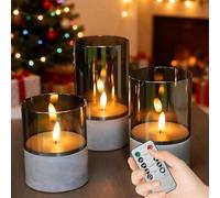 Kujizpu Velas LED de 3 unidades, con función de temporizador, 10/12,5/15 cm, sin llama, con mando a distancia, con pilares LED parpadeantes, para fiestas