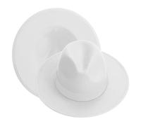 KUJUHA Fedora Sombreros para hombre/mujer Fieltro Fedora Sombreros de dos tonos de ala ancha Fedora Sombreros de ranchero Sombrero, Blanco, Large/X-Large