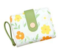 KUKEANVO Cartera de mujer con diseño de flores, con cremallera exterior, billetera bifold Bill con ranura para tarjetas de crédito, ventana de identificación, verde, S, Moderno