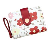 KUKEANVO Cartera de mujer con diseño de flores, con cremallera exterior, billetera bifold Bill con ranura para tarjetas de crédito, ventana de identificación, rojo, S, Moderno