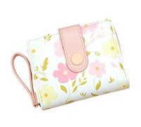 KUKEANVO Cartera de mujer con diseño de flores, con cremallera exterior, billetera bifold Bill con ranura para tarjetas de crédito, ventana de identificación, Rosa., S, Moderno