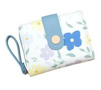 KUKEANVO Cartera de mujer con diseño de flores, con cremallera exterior, billetera bifold Bill con ranura para tarjetas de crédito, ventana de identificación, azul, S, Moderno