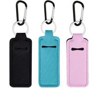 KUKEANVO Llavero Organizador Elegante para Bálsamos Labiales, Lip Gloss o Pintalabios - Portabálsamo con Clip Práctico, Diseño Adorable para Llaves y Bolsos (Combinación Moderna: Negro, Rosa y Verde)