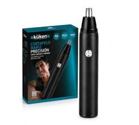 KUKEN Cortapelos Nariz Y Orejas Hombre, Cortador De Pelo Nariz Con Cuchillas Rotativas De Acero Inoxidable, Cortapelos Nariz Compacto Y Ergonómico, Cabezal Lavable, Funciona Con Pilas AA