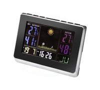 KUKEN Estación Meteorológica Interior/Exterior Negro y Gris USB LCD Inalámbrico