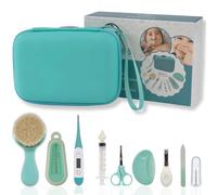 Kuketes - Set Cuidado Bebe Recién Nacido. Kit Higiene Para El Cuidado Del Bebe. Pack Accesorios Lima, Tijeras, termometro ducha, Jeringa bebe, cepillo, peine. Kit completo bebe para viaje y uso diario