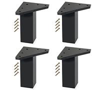 Kukicu ✮ Patas para Muebles ✮ Juego de 4 Pies, Tornillos Incluidos - Color Negro - Patas de Resina ABS para Mesas, Mesillas, Mueble Baño, Gabinete, Estanterías (4 Patas, Altura: 10 cm)