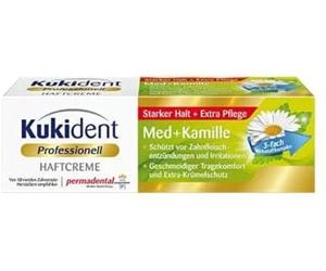 Kukident Crema adhesiva profesional Med + manzanilla - Adhesivo para dentaduras postizas - Sujeción fuerte, protección extra de encías - 1 x 40 g